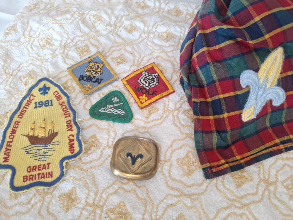 Vintage 1981 BSA Webelos Cub Scout Great Britain Mayflower District Patch Lot